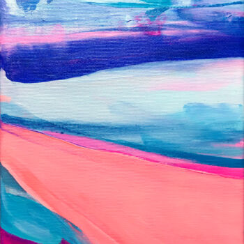 Schilderij getiteld "Make Waves 1" door Kelly Allison, Origineel Kunstwerk, Acryl Gemonteerd op Frame voor houten brancard