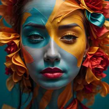 Digital Arts titled "Blossoms, Ribbons,…" by Kelly Johanna Martínez Peña, Original Artwork, AI generated image