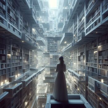 Arts numériques intitulée "The Endless Library…" par Kelly Johanna Martínez Peña, Œuvre d'art originale, Image générée par l…