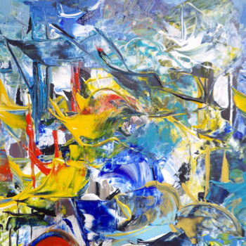 Pittura intitolato "Soleil bleu" da Kelly Mathieu, Opera d'arte originale, Acrilico