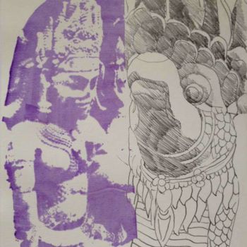 Incisioni, stampe intitolato "Naga" da Kelvin Chap, Opera d'arte originale, Monotipo