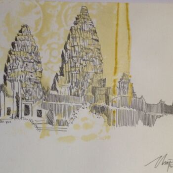 "Angkor wat" başlıklı Baskıresim Kelvin Chap tarafından, Orijinal sanat, Serigrafi