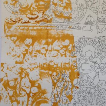 "Jewel of khmer art" başlıklı Baskıresim Kelvin Chap tarafından, Orijinal sanat, Monotip