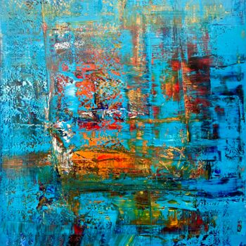 Картина под названием "Blue Texture" - Kemal Yazici, Подлинное произведение искусства, Масло