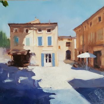 Painting titled "" White umbrella in…" by Tomasz Pabin, Original Artwork, Oil