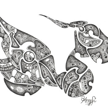 Рисунок под названием "DRAGONCYCLETTE" - Kempfi, Подлинное произведение искусства, Карандаш