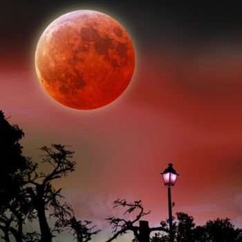 数字艺术 标题为“Lune rouge” 由Kempfi, 原创艺术品