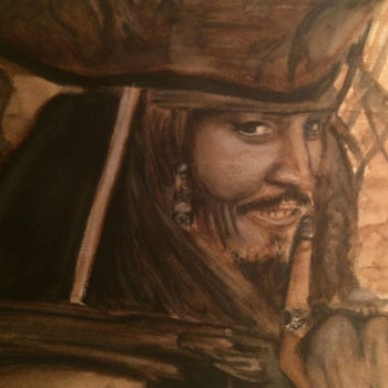 Schilderij getiteld "Jack Sparrow [Pirat…" door Kémyart, Origineel Kunstwerk, Aquarel