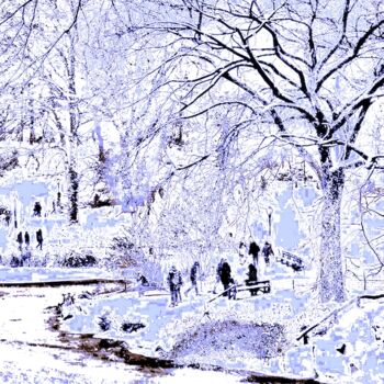 Fotografie getiteld "Central Park Snow 8…" door Ken Lerner, Origineel Kunstwerk, Digitale fotografie