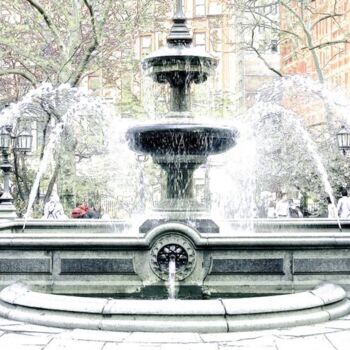 Photography titled "Fountain at City Ha…" by Ken Lerner, Original Artwork, Digital Photography