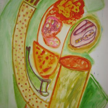 「lemoney tipit.」というタイトルの絵画 Ken Pammenによって, オリジナルのアートワーク, グワッシュ水彩画
