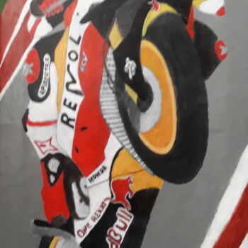 Schilderij getiteld "Márquez motogp" door Kenidy Oliveira, Origineel Kunstwerk, Acryl