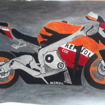 Рисунок под названием "Honda cbr repsol" - Kenidy Oliveira, Подлинное произведение искусства, Акрил