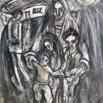 Ζωγραφική με τίτλο "mother-and-children…" από Kenneth Agnello, Αυθεντικά έργα τέχνης
