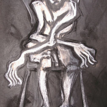 Картина под названием "seated-nude-old-man…" - Kenneth Agnello, Подлинное произведение искусства