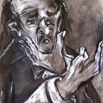 Pintura titulada "old-man-with-hand-t…" por Kenneth Agnello, Obra de arte original