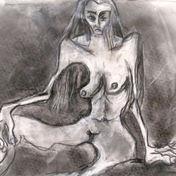 Σχέδιο με τίτλο "seated-female-nude-…" από Kenneth Agnello, Αυθεντικά έργα τέχνης