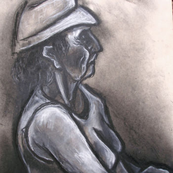 Dibujo titulada "seated-older-woman-…" por Kenneth Agnello, Obra de arte original