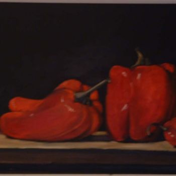 Painting titled "Red Peppers  Limite…" by Kenneth Paprock, Original Artwork, Oil