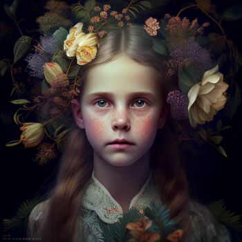 Digital Arts titled "Flower Child" by Kenny Landis, Original Artwork, AI generated image