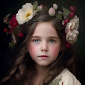 数字艺术 标题为“Flower Child #2” 由Kenny Landis, 原创艺术品, AI生成的图像