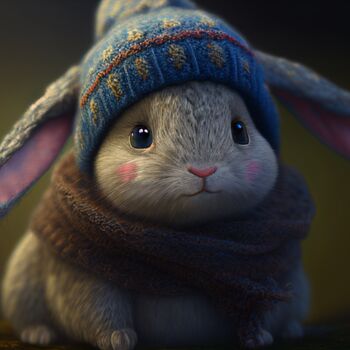 Artes digitais intitulada "Cute Eastern Bunny" por Kenny Landis, Obras de arte originais, Imagem gerada por IA