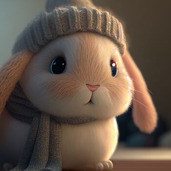 Artes digitais intitulada "Cute little Rabbit" por Kenny Landis, Obras de arte originais, Imagem gerada por IA