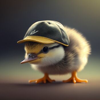 Cute Little Duck With Baseball Cap, Digital Arts by Kenny Landis ...
