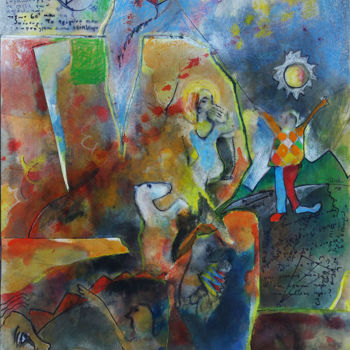 Peinture intitulée "Le Cerf Volant" par Keramekis, Œuvre d'art originale, Autre