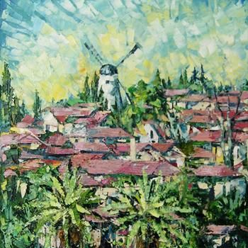 Malarstwo zatytułowany „Yemin Moshe - oil o…” autorstwa Keren Gorzhaltsan, Oryginalna praca