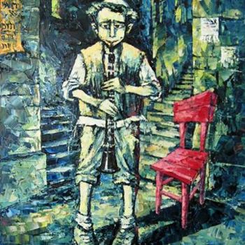 Painting titled "The Red Chair - oil…" by Keren Gorzhaltsan, Original Artwork