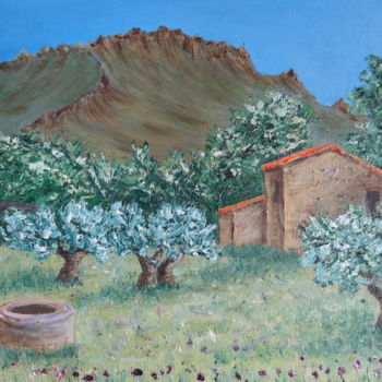 Painting titled "lueur de garrigue" by Kerman, Original Artwork, Oil