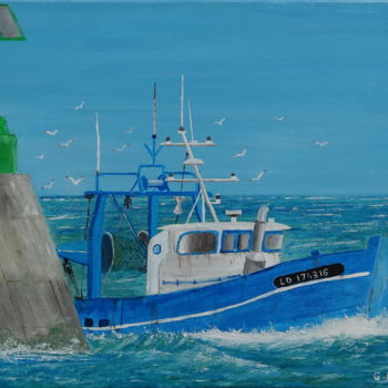 "bateau de pêche bre…" başlıklı Tablo Kerman tarafından, Orijinal sanat, Petrol