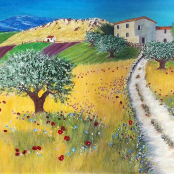 Painting titled "Provence dorée" by Kerman, Original Artwork, Oil