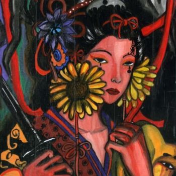 Painting titled "Japanese Woman" by Thuy Thanh Nguyen, Original Artwork