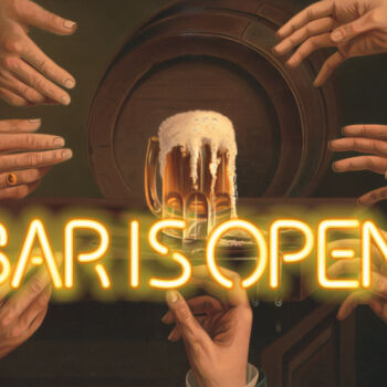 Arts numériques intitulée "Bar is open - Neon…" par Kerry Pritchard, Œuvre d'art originale, Peinture numérique