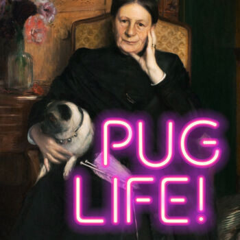 Digital Arts titled "Pug Life" by Kerry Pritchard, Original Artwork, Digital Painting