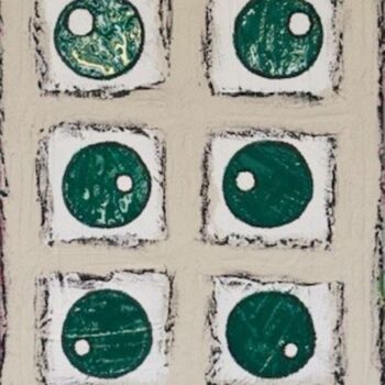 제목이 "Sketched Circles, G…"인 미술작품 Kerstin Sagebiel로, 원작, 수지 나무 들것 프레임에 장착됨