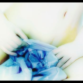 Arts numériques intitulée "Nu au foulard bleu" par L Kerval, Œuvre d'art originale, Peinture numérique