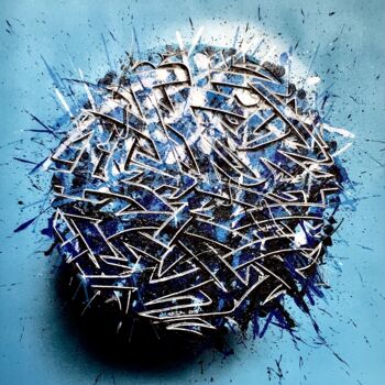 Schilderij getiteld "blue mike" door Kesa Graffiti, Origineel Kunstwerk, Graffiti Gemonteerd op Houten paneel