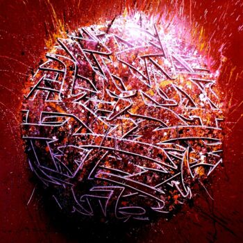 Schilderij getiteld "Red cosmicssss" door Kesa Graffiti, Origineel Kunstwerk, Graffiti