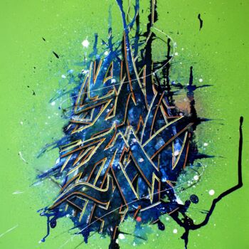 Malerei mit dem Titel "Green monster" von Kesa Graffiti, Original-Kunstwerk, Tinte