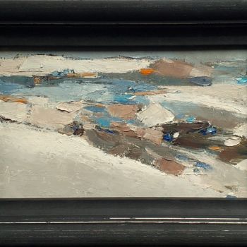 Painting titled "Winter Motif 1" by Kestutis Jauniskis, Original Artwork, Oil