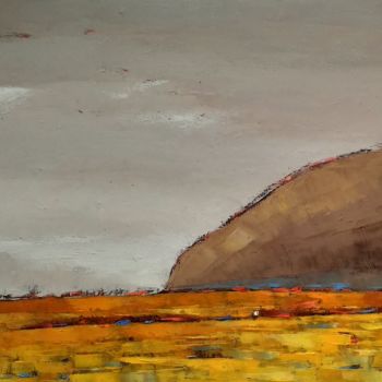 Painting titled "Near The Mountain" by Kestutis Jauniskis, Original Artwork, Oil