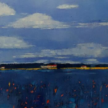 Pintura titulada "Blue Landscape 1" por Kestutis Jauniskis, Obra de arte original, Oleo