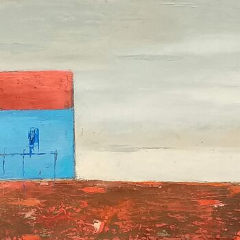 Painting titled "House In The Fields" by Kestutis Jauniskis, Original Artwork, Oil