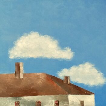 Painting titled "The Roof Of The Hou…" by Kestutis Jauniskis, Original Artwork, Oil