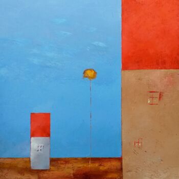 Картина под названием "Between The Houses" - Kestutis Jauniskis, Подлинное произведение искусства, Масло
