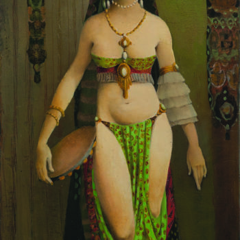 Painting titled "woman with tambouri…" by Ketevan Maisuradze Keti, Original Artwork, Oil