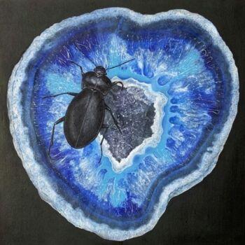 Картина под названием "A beetle on a geode" - Ketrin Trinity, Подлинное произведение искусства, Масло